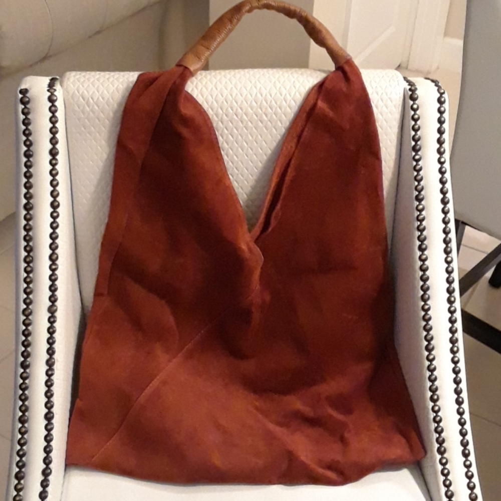 New Handmade Suede Rust Handnag